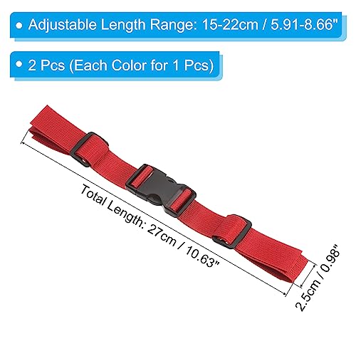 PATIKIL Backpack Chest Strap Set, 2 Pack Polyester Webbing Adjustable Replacement Strap with Quick-Release Buckle for Bag Outdoor Hiking Cycling, Black Red - color: Black, Red