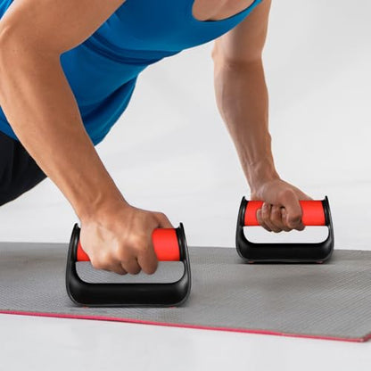 FOMIYES Push up Handles and Nonslip Push up Bars, Red Metal Pushup Stands for Home Workout, Strength Training Equipment with Floor Grip for Men and Women