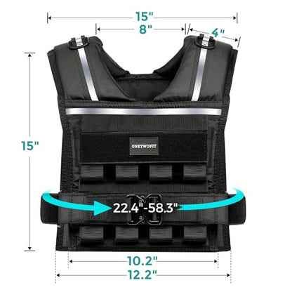35lb/45lb Weighted Vest Men , Adjustable Rucking Vests for Walking with Reflective Stripe, 1.2" Ultra Thick Shoulder Padding Strength Training Workout Vest for Running GYM Home, Detachable Iron Weights - size: 2-35 LBS
