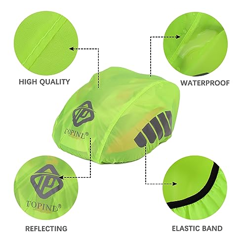 TOPIND Bike Helmet Cover High Visibility Waterproof Cycling Helmet Rain Cover with Reflective Strip Dustproof Breathable Mountain Road Bicycle Helmet Snow Cover Ride Gear - color: Green, size: Large