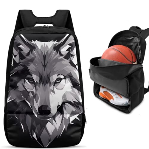 Basketball Backpack With Separate Ball Compartment And Shoes Fit Basketball Volleyball Football - color: Nordic Wolf