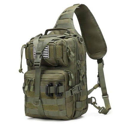 Tactical Sling Bag Backpack Military Rover Shoulder Sling Pack EDC Molle Assault Range Bag Crossbody Chest Pack (Army Green) - color: Army Green