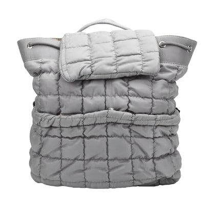 Quilted Backpack, Lightweight Casual Soft Daypack Large Capacity Quilted Backpack Purse, Ergonomic Versatile Polyester Puffy, for Travel Gym Hiker College (Grey)