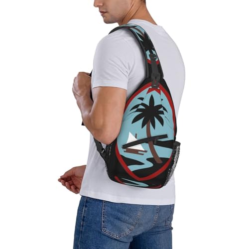 Guam Arng Sling Backpack Chest Daypack Crossbody Crossbody Shoulder Bags For Travel Sports Running Hiking, Black