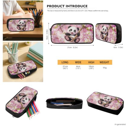 ZDCUSTOM Pink School Backpack for Girls 6-8 Years Old with Lunchbox Panda Bookbag for Preschool Elementary School Kids Children School Bag with Pencil Case Cherry Blossom Backpack Sets 5 PCS - color: Pink Panda