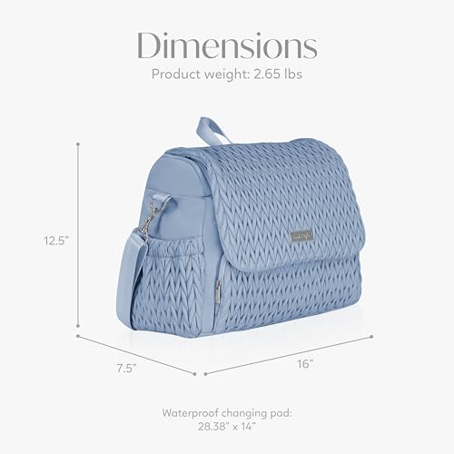 Hannah & Sophia Belle Convertible Baby Diaper Backpack & Bag in Moonmist Blue, Large Size, Dual Sided Water Resistant Changing Mat Included, Detachable Shoulder Straps, Easy To Use - color: Moonmist Blue