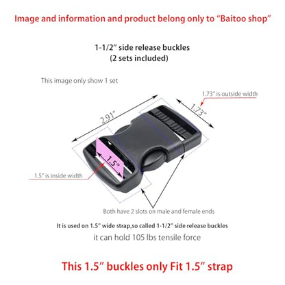 Side Release Buckles Heavy Duty Plastic Buckle Snap Clips Clasps Backpack Buckle Replacement for Strap - style: 1-1/2 Inch - 2sets