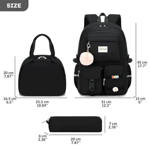 abshoo School Backpack for Girls Teen Elementary Middle High School Bookbag - color: Black