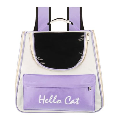 Cat Backpack Carrier, Large Space & Breathable, Ventilated Mesh Design Pet Backpack for Cats or Small Dogs, Intended for Hiking/Camping/Traveling (Purple, 14.6"x9.8"x13.4") - color: Purple