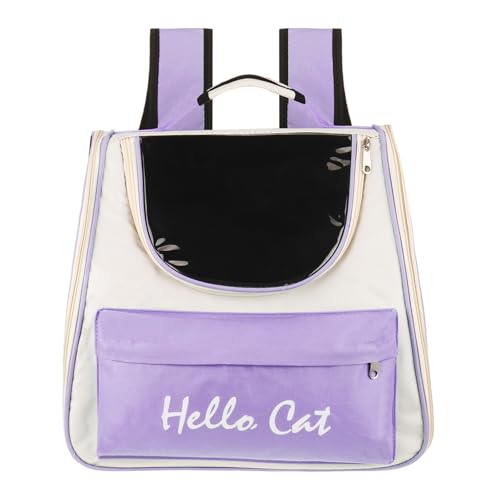 Cat Backpack Carrier, Large Space & Breathable, Ventilated Mesh Design Pet Backpack for Cats or Small Dogs, Intended for Hiking/Camping/Traveling (Purple, 14.6"x9.8"x13.4") - color: Purple