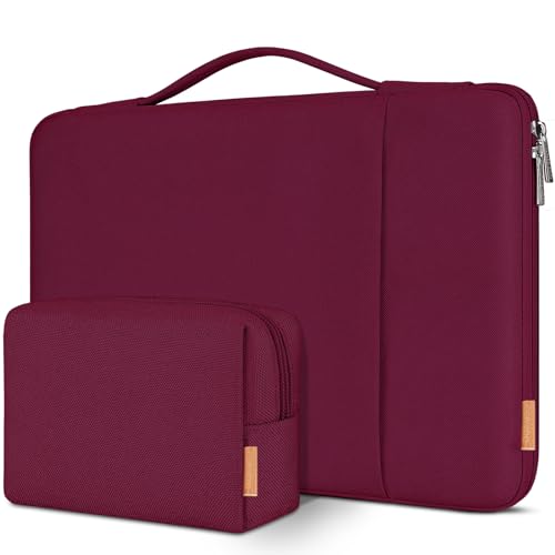 DOMISO Laptop Case Laptop Sleeve Cover for 14 inch MacBook Pro M4/M3/M2/M1 Pro/Max, Compatible with 13.3 inch HP Dell ASUS Notebook, Water-Resistant Bag with Scalable Handle and Small Case,Wine - color: Wine, size: 13-13.3 inch