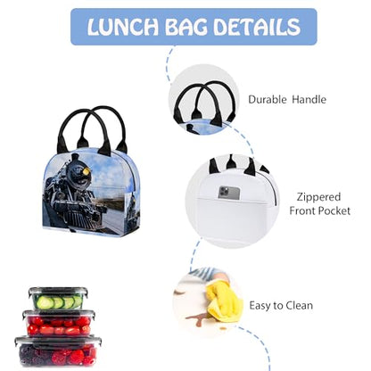 Train 3PCS Backpack for Boys Girls, Kids Back to School Backpack Set with Lunch Box Pencil Case, 17 Inch Lightweight Bookpack 3 in 1 Set for Teens Elementary Middle High School Students - color: Train