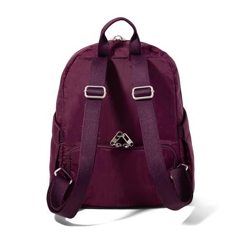Securtex Anti-Theft Getaway Backpack - 9.4"x13"x5" Travel Safe Bag w/Locking Zippers, Slash-Resistant, RFID - color: Mulberry