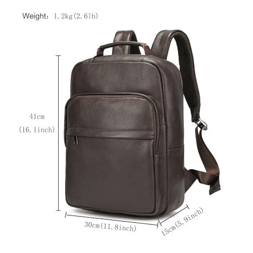 LUUFAN Genuine Leather Backpack for Men 15.6 Inch Laptop Daypack Rucksack Shoulder Bag for Business Travel Outdoor, Brown - color: 8019-brown
