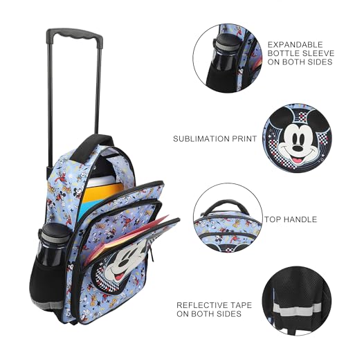 Disney Mickey Mouse Big Face 16" Rolling Travel Backpack - color: Mickey Mouse Face Rolling