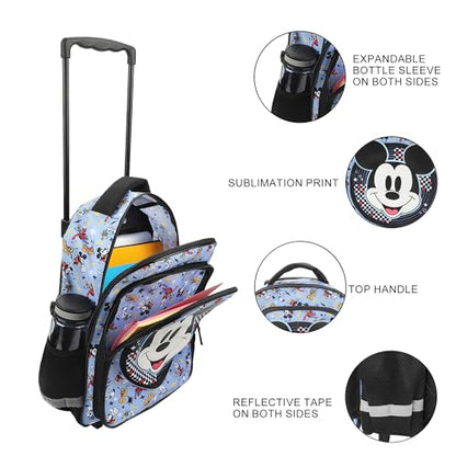 Disney Mickey Mouse Big Face 16" Rolling Travel Backpack - color: Mickey Mouse Face Rolling
