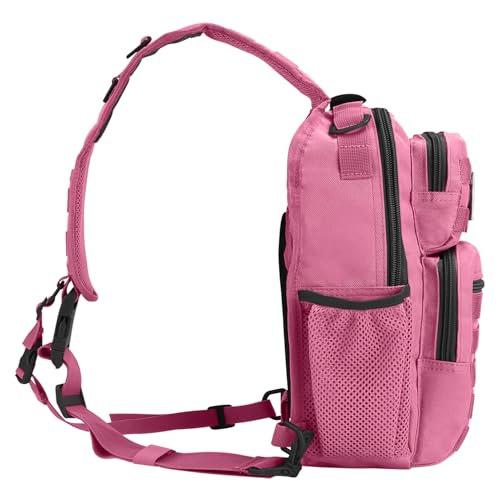Rover Sling Pack Tactical Shoulder Sling Bag Backpack with Bottle Holder Crossbody Chest Bag, Pink - color: Pink