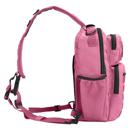 Rover Sling Pack Tactical Shoulder Sling Bag Backpack with Bottle Holder Crossbody Chest Bag, Pink - color: Pink