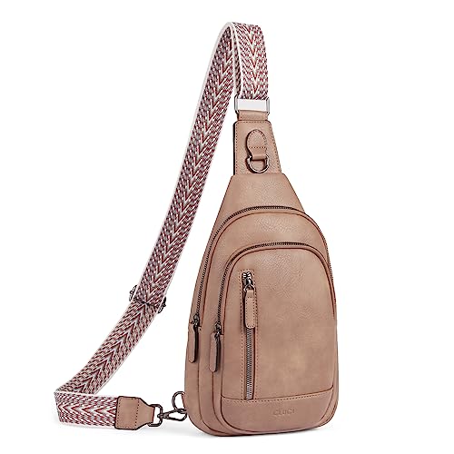 CLUCI Crossbody Bags for Women Men,Leather Sling Bag Cross Body Backpack for Woman Gifts for Women Birthday Unique - color: 1 Light Brown