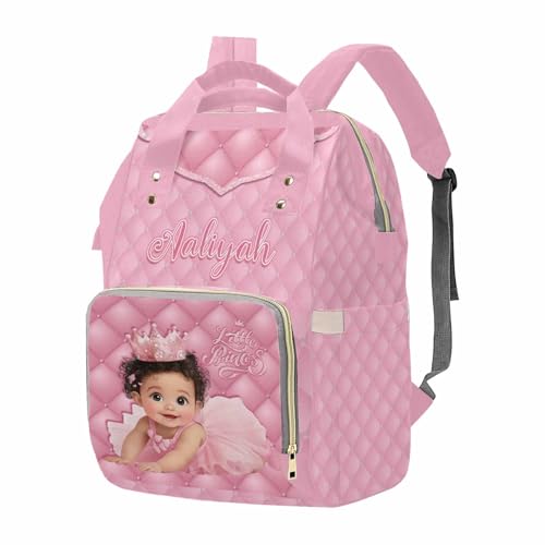 Newcos Custom Baby Girls Diaper Bag Backpack for Mom, Personalized Pink Mommy Diapers Nursing Bag with Name Water Bottle Customized Diaper Bag for Girls Daypack Travel Bag for Women Men Travel - color: Patten 23