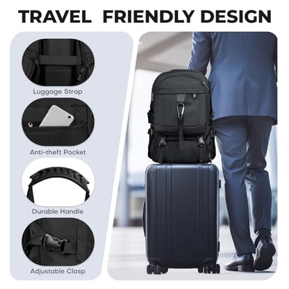 Large Travel Backpack for Men Women,Carry on Backpack with Shoe Compartment USB Charging Port,College Backpack,Bookbag fit 17.3 Inch Laptop for Business Hiking Camping (Fits 4.92-5.91 ft height) - size: 17.3 inch