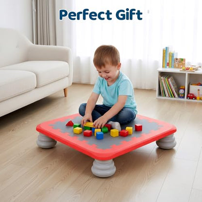 Mini Trampoline for Kids, Rebounder Bouncing Board with Non-Slip Base, Sensory Balance & Bounce Jumping Toy, Gift for 3-12 Boys & Girls Max Load 200 lbs - color: Red