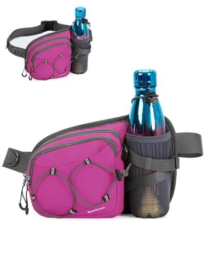 sportsnew Hydration Waist Pack with Water Bottle Holder, 2L Large Fanny Pack for Running Hiking Dog Walking, Water-Resistant Crossbody Waist Bag for Men Women, Patent Pending - style: Deep Pink