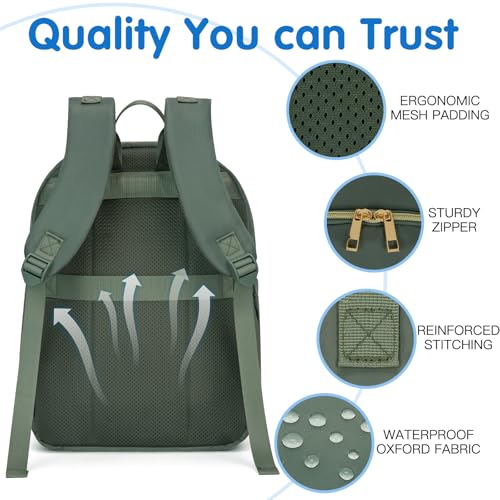 KABAQOO Baby Diaper Bag Backpack, Waterproof Diaper Backpack for Mom & Dad with Changing Pad, Insulated Pockets and Stroller Straps, Baby Shower Gifts for Girls & Boys, Sage - color: Sage