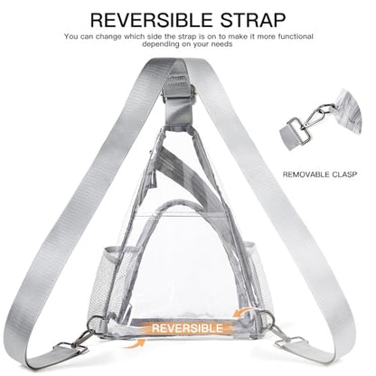Clear Bag for Stadium Events 12x12x6 Stadium Bag Crossbody Purses Clear Sling Backpack for Concerts Football Games Travel - color: Light Gray