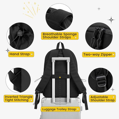 Classic Large Black Backpack For Women,Waterproof High School Bookbag,Lightweight Casual Travel Daypack,College Backpack Men,Middle School Bag For Girls Boys - color: A8-black