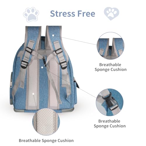 Cat Backpack Carrier for Cats and Small Dogs, Breathable Cat Bubble Backpack, Airline Approved Pet Travel Carrier for Hiking Camping Outdoor(Blue) - color: Blue