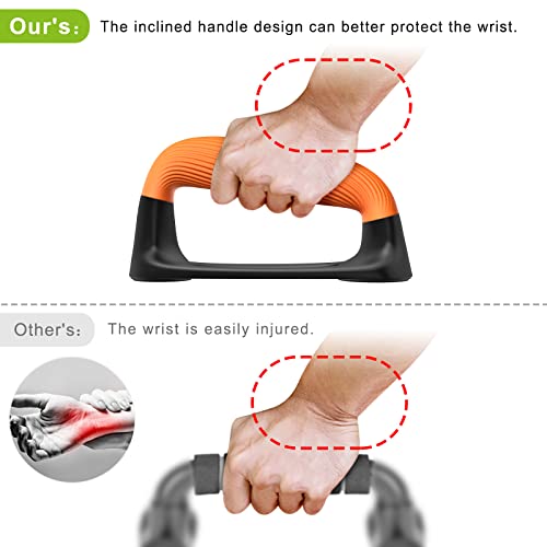 Kipika Push Up Bars, Pushup Stands With Thickened Soft Plastic Handle, Stable and Non-Slip Base, Pushup Handles Perfect for Floor Strength Training - color: A: Black & Orange