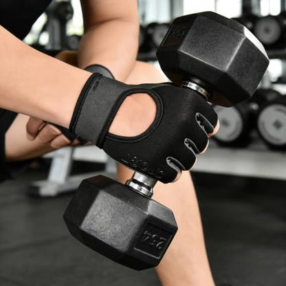 Mealah Men & Women Breathable Workout-Glove - UV Protection Fingerless Gym Gloves for Fitness Rowing Cycling - color: Black