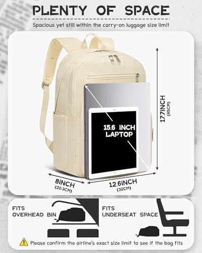 Backpack for Middle High School Teen Boys Girls Large College Bookbag with Laptop Compartment Back to School Book Bags Mochilas Escolares para Niños Niñas Adolescentes (Beige, Solid) - color: Beige