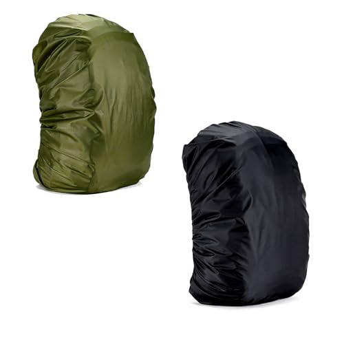 Waterproof Rucksack Cover Backpack Rain Cover 30L-100L for Travel Climbing Hiking (Black+Green, 60L-70L) - color: Black+green, size: 60L-70L