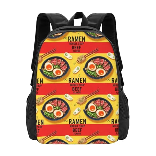 Fashion Daily Rucksack Funny Food Japanese Ramen Noodle Soup Beef Flavor, Multipurpose Large Capacity Anti Theft Carry On Pack for Sports Picnic Business Travel Unisex - color: Design (216)