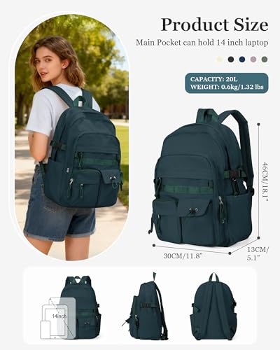 weradar Cute Bookbag For Teen Girs Boys,Middle Students Travel Backpack,Casual Daypackas Backpack For Women Men,Aesthetic School Backpacks With Lots of Pockets(Green) - color: A4-green