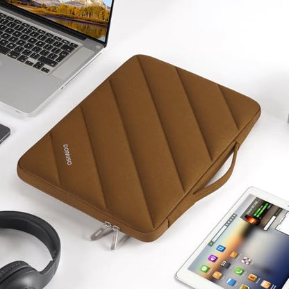 DOMISO 17 inch Laptop Sleeve Protective Case Cover Compatible with 17-17.3 inch HP Dell ASUS Lenovo Chromebook,Waterproof Computer Cases Bag with Handle,Caramel - color: Caramel, size: 17 inch