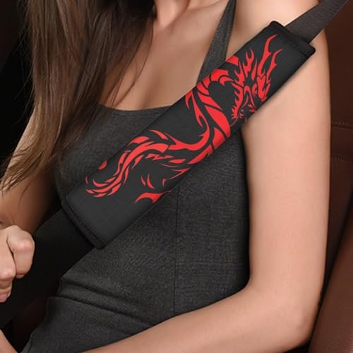Forchrinse Red Dragon Car Seat Belt Cover Pads,Soft Seatbelt Shoulder Pads 2 Pack, Safety Belt Strap Pad Protector for Adults and Children - color: Red Dragon