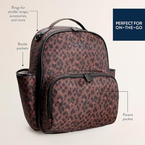 Itzy Ritzy Mini Diaper Bag Backpack – Chic, Compact Mini Plus Backpack with Changing Pad, 10 Pockets (6 Internal, 4 External), Grab-Top Handle & Rubber Feet – Leopard (Woven) - color: Leopard (Woven)
