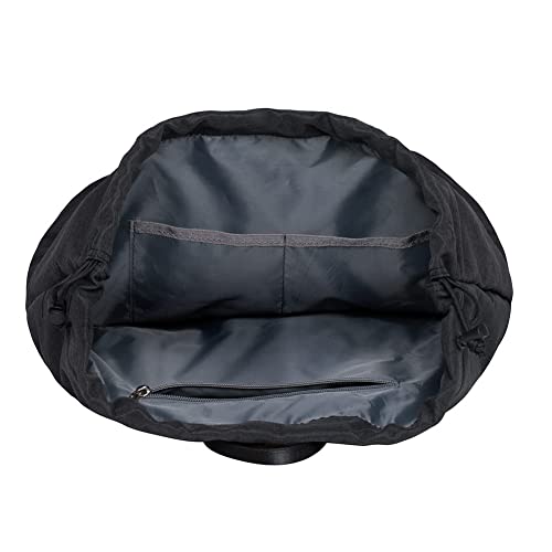 KAUKKO Drawstring Sports Backpack Gym Yoga Bag Shoulder Rucksack for Men and Women (3-BLACK) - color: Black (K1031-3)