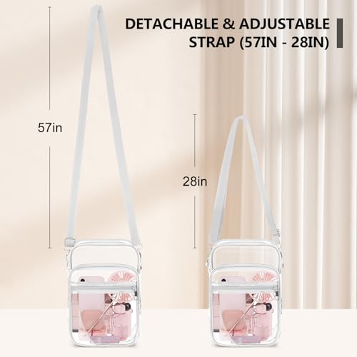 Blvornl Clear Crossbody Bag with Adjustable Shoulder Strap, Stadium Approved PVC Purse Bag, Messenger Bag - color: White, size: Large