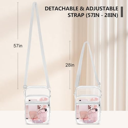 Blvornl Clear Crossbody Bag with Adjustable Shoulder Strap, Stadium Approved PVC Purse Bag, Messenger Bag - color: White, size: Large