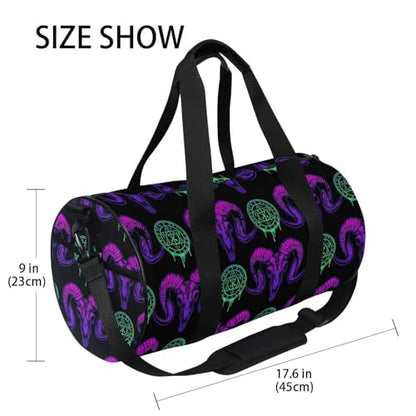 MNSRUU Duffel Bags Mystical Ram Skull Sports Gym Bag Travel Luggage Overnight Bags for Men Women Duffel Bags for Traveling - color: Goth 15