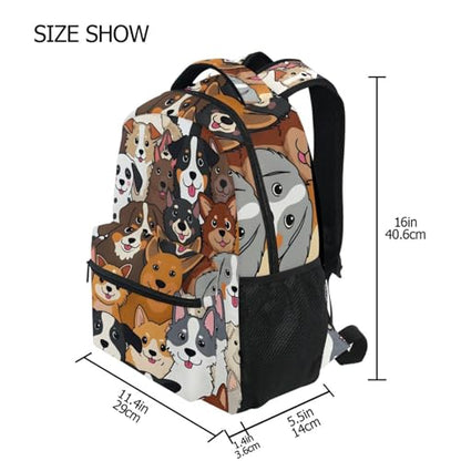 ALAZA Cute Doodle Dog Print Animal Large Backpack for Kids Boys Girl School Personalized Laptop iPad Tablet Travel School Bag with Multiple Pockets - color: Dogs