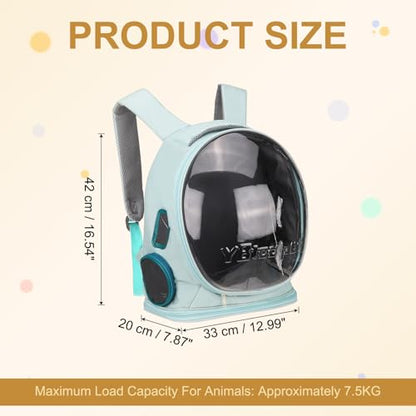Pet Backpack Carrier, Portable and Ventilated, Oxford Cloth, Dog Cat Travel Bag with Transparent Cover 12.99", (Blue, 1 Pcs), Intended for Hiking/Camping/Traveling - color: Blue