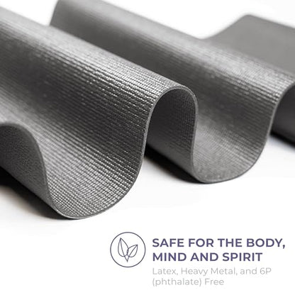 Voyage Yoga Mat, 6 Pack, 72" x 24" Professional Studio and Gym Bulk Yoga Mats, 5mm Thick, Durable, Anti-Tear, Non Slip Fitness and Exercise Mats - color: Charcoal
