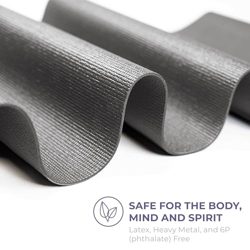 Voyage Yoga Mat, 6 Pack, 72" x 24" Professional Studio and Gym Bulk Yoga Mats, 5mm Thick, Durable, Anti-Tear, Non Slip Fitness and Exercise Mats - color: Charcoal
