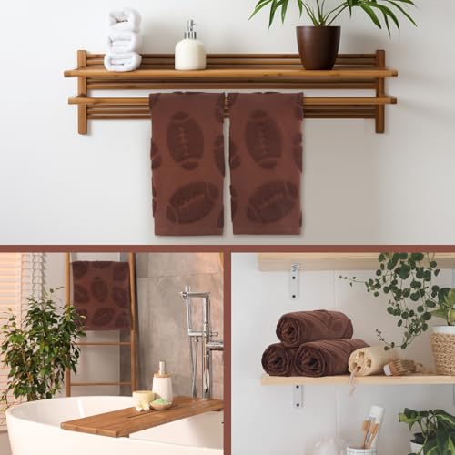 2 Pcs Football Hand Towels Cotton Absorbent Kitchen Towels Football Jacquard Weave Washcloths for Bathroom Decor Cleaning Cooking Hand Drying 14 x 29 Inch