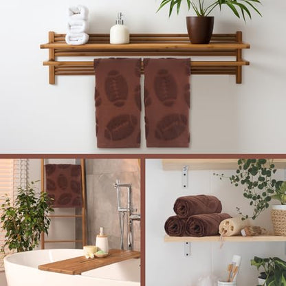 2 Pcs Football Hand Towels Cotton Absorbent Kitchen Towels Football Jacquard Weave Washcloths for Bathroom Decor Cleaning Cooking Hand Drying 14 x 29 Inch
